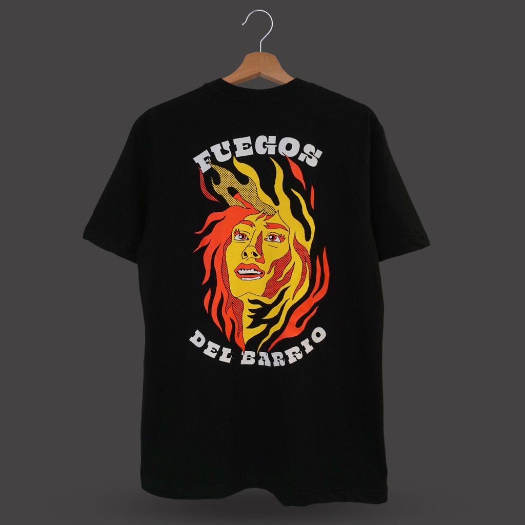 la pegatina camiseta fuegos del barrio