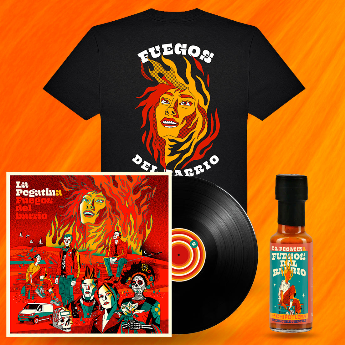 VINIL 'Focs del barri' + Salsa picant + Samarreta (Prevenda)