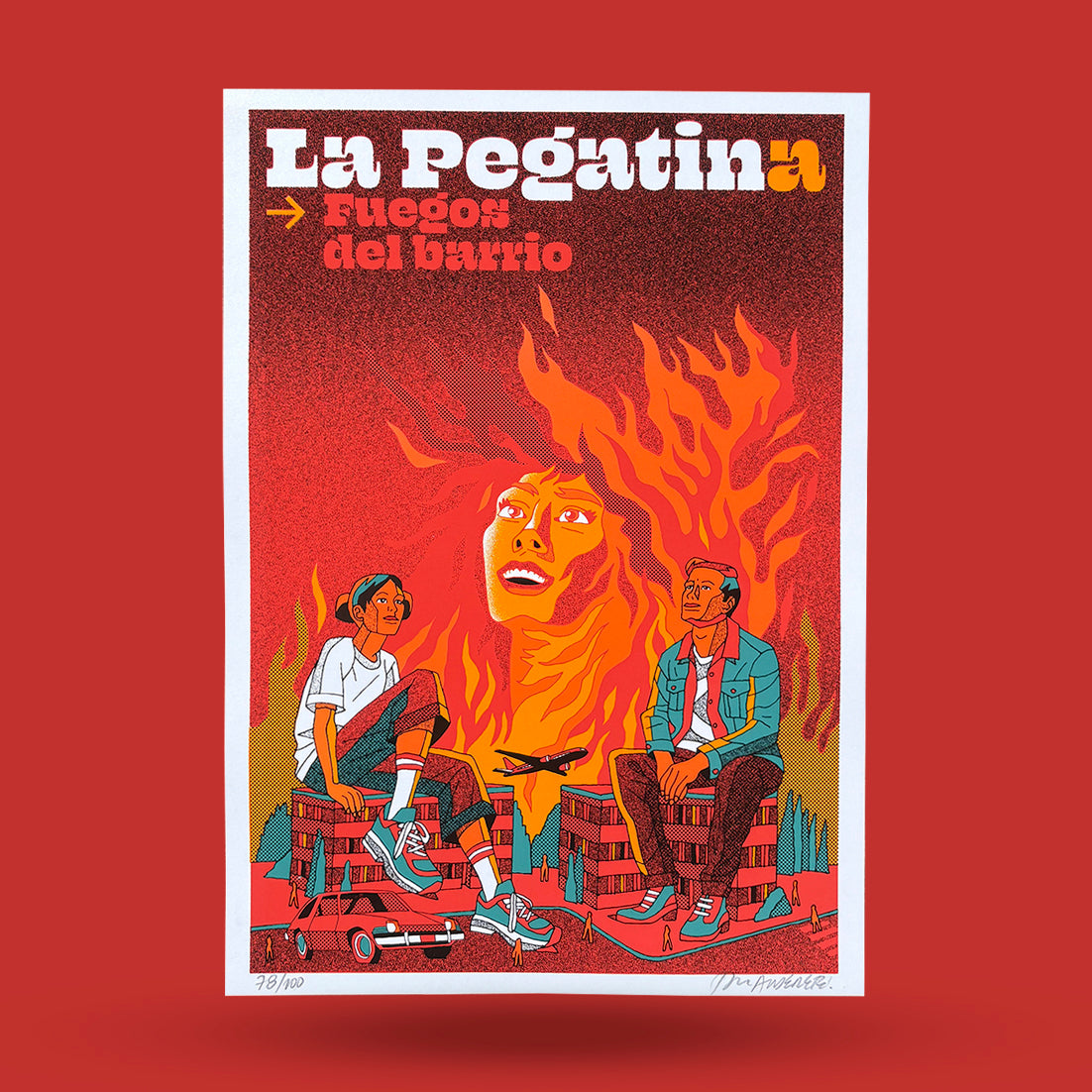lamina dr Alderete firmada numerada la pegatina fuegos del barrio