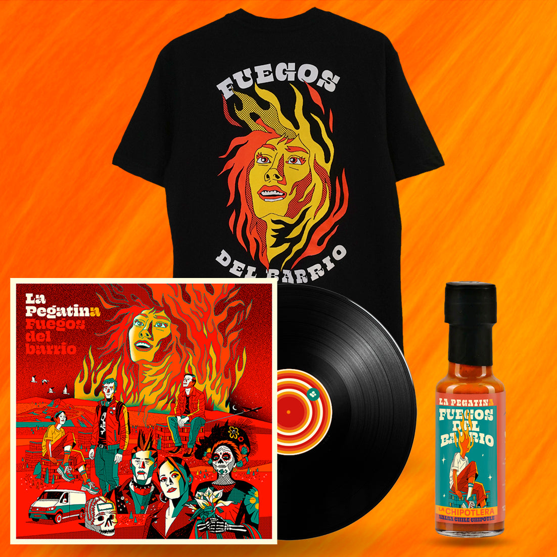 La pegatina pack fuegos del barrio vinilo camiseta salsa picante